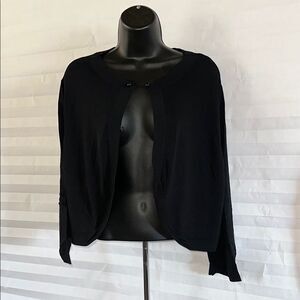 Dressbarn Women’s Black Shrug Size 20W Plus Open Front Long Sleeve Cardigan